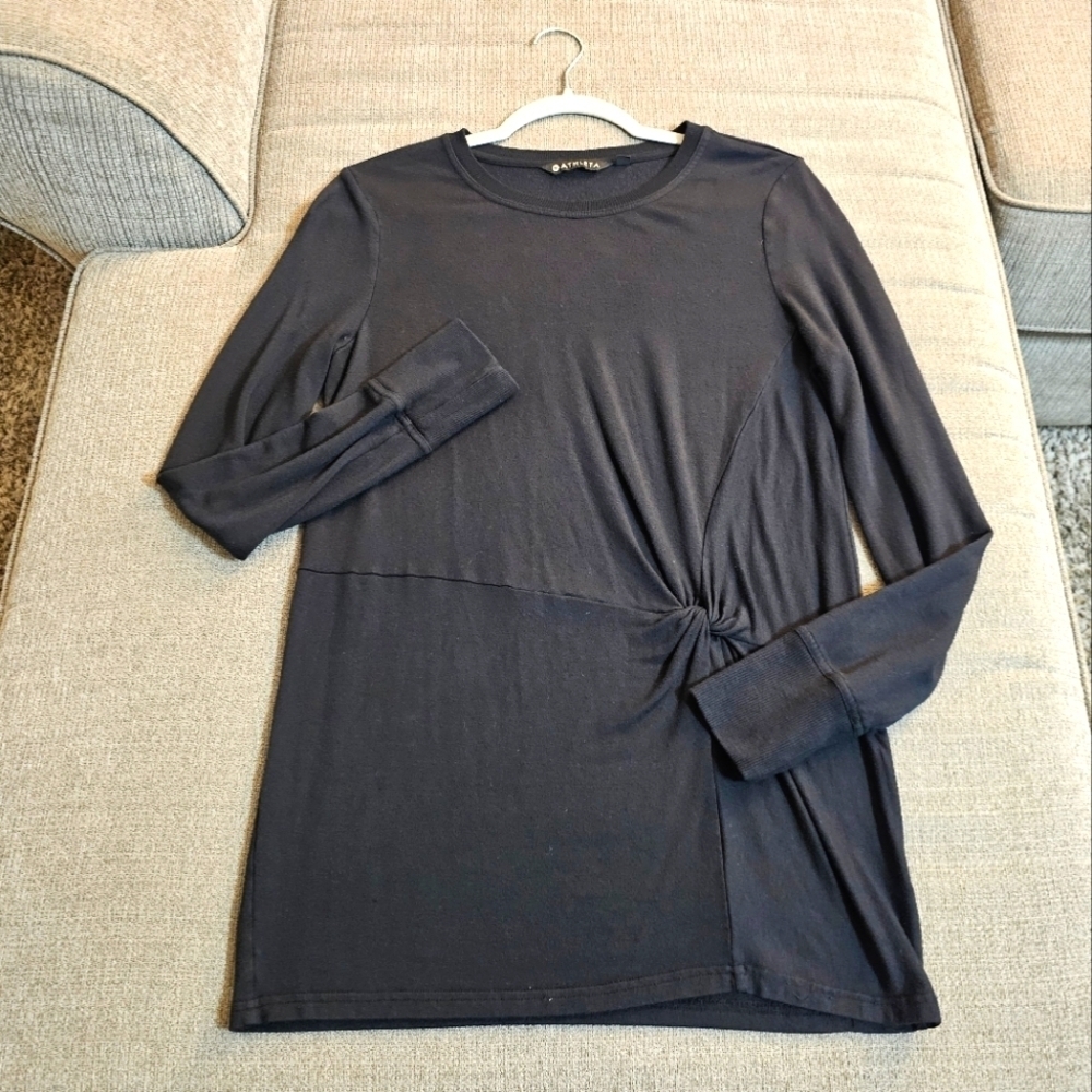 Athleta Nirvana Front Twist Clarity Black Athleisure Yoga Casual Top Size Small